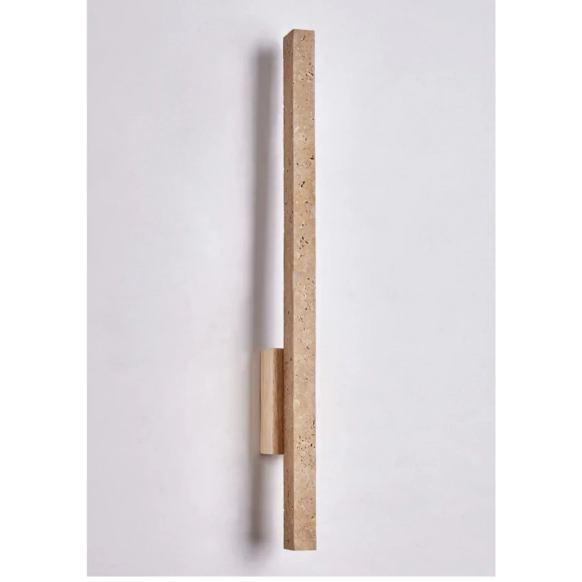 Genuine Travertine & Wood Wall Sconce | Low Profile Hallway Light 55 or 90cm 8w Led Wabi Sabi Casalola Lights Luxury