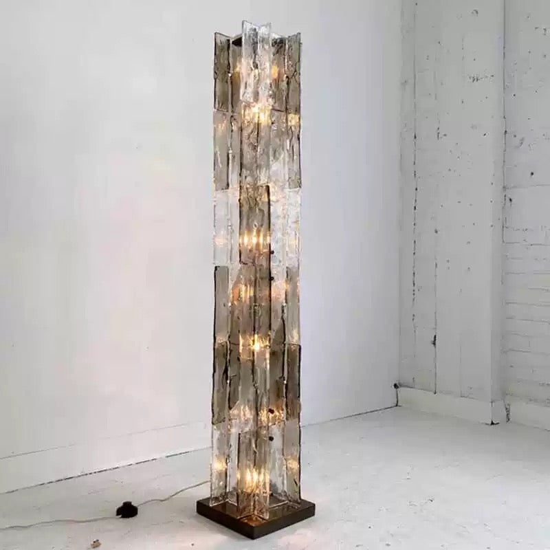 Textured Glass Column Floor Lamp Stainless Steel | Slim 26cm Profile 145cm Tall Warm 2700k Glow Casalola Lights Luxury