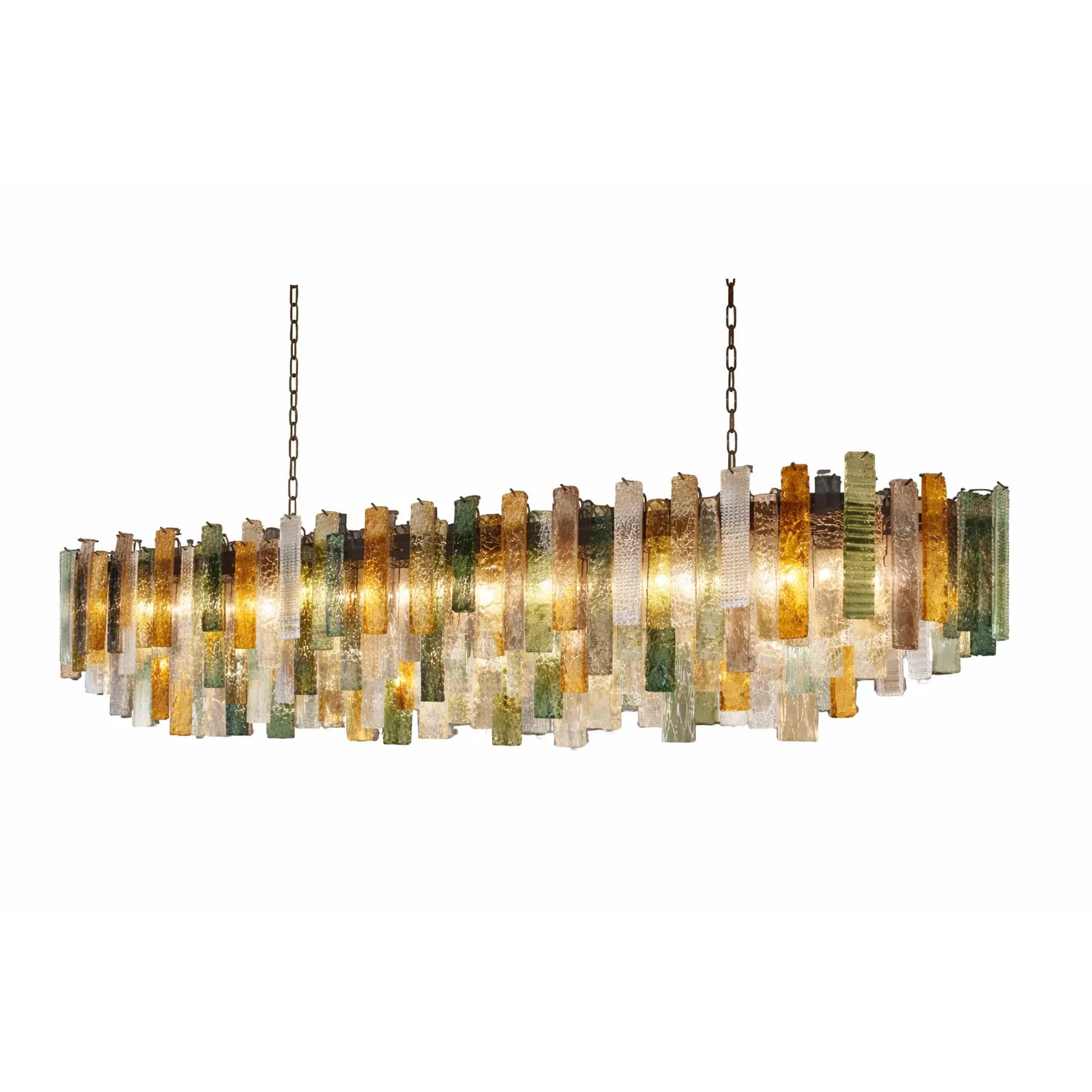 Italian Hand-blown Glass Linear Chandelier Multicolor with Solid Brass – Casalola Casalolalights Luxury Lamps