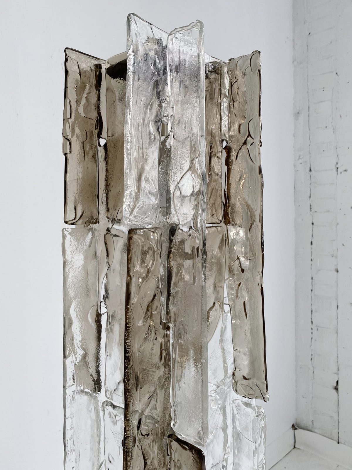 Murano Glass Column Floor Lamp Brutalist Light Totem Stainless Steel Base 145cm Casalolalights Luxury Lamps