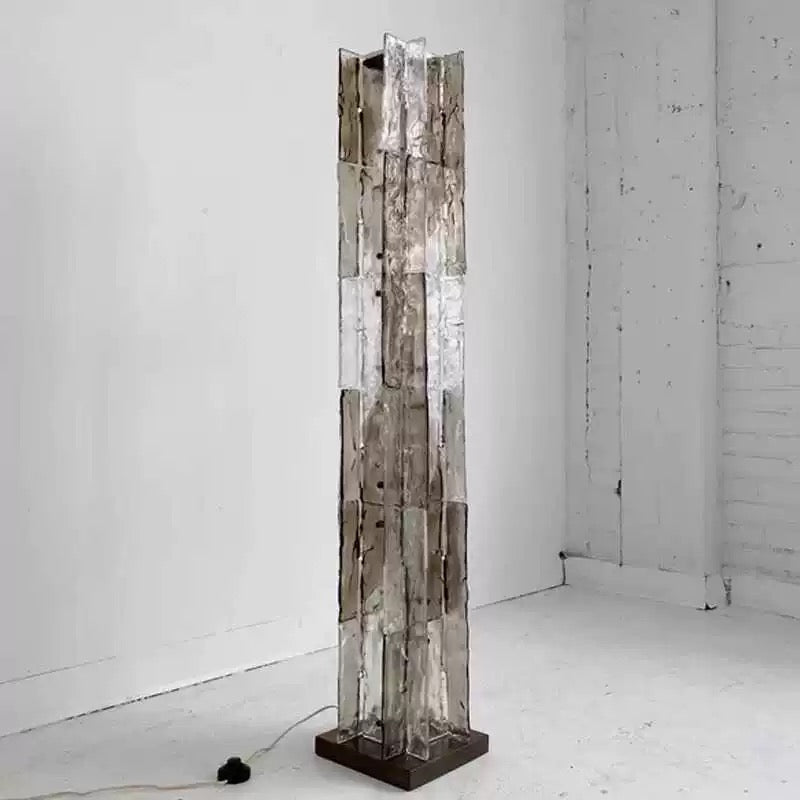 Murano Glass Column Floor Lamp Brutalist Light Totem Stainless Steel Base 145cm Casalolalights Luxury Lamps