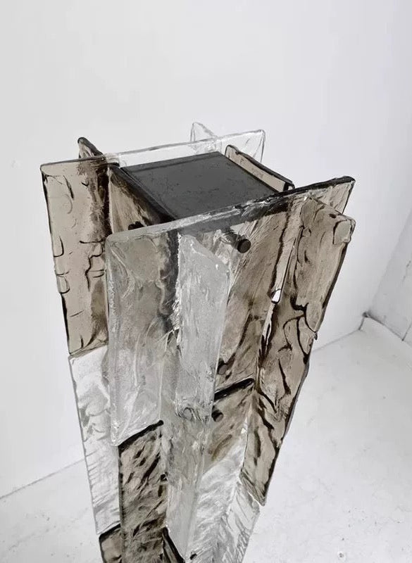 Murano Glass Column Floor Lamp Brutalist Light Totem Stainless Steel Base 145cm Casalolalights Luxury Lamps