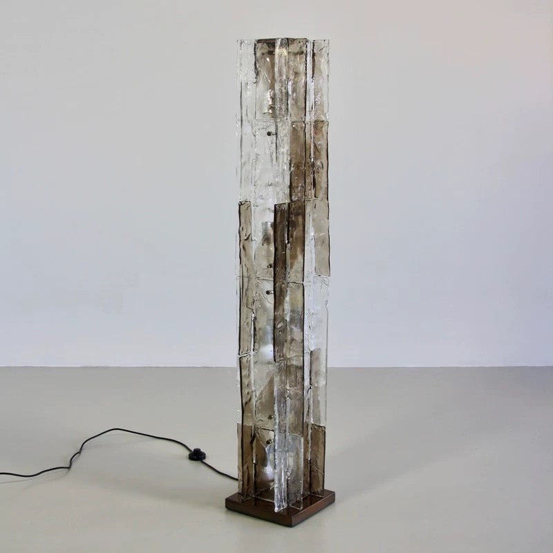 Murano Glass Column Floor Lamp Brutalist Light Totem Stainless Steel Base 145cm Casalolalights Luxury Lamps