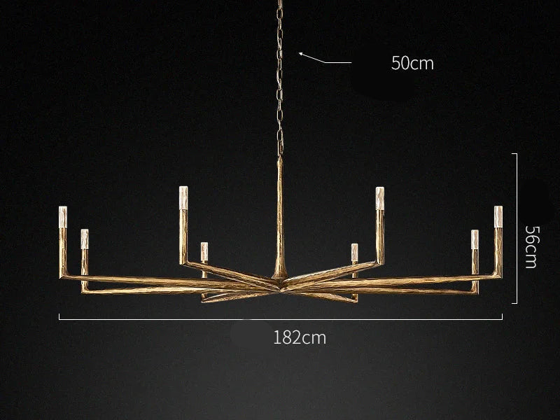 Brass branch chandelier full view