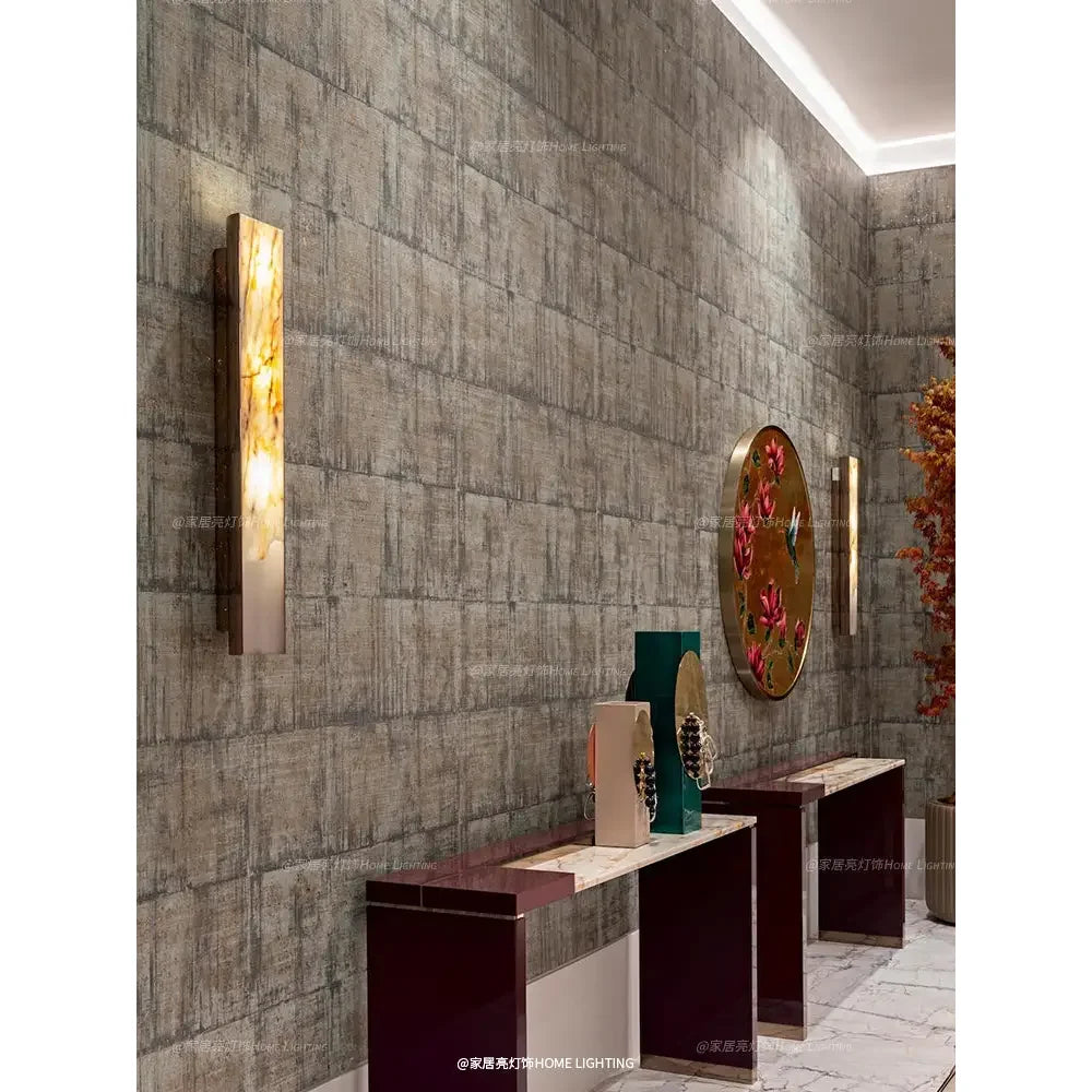 Natural Stone Wall Sconce – High-end Onyx & Brass Lighting - Polaris - Sconces