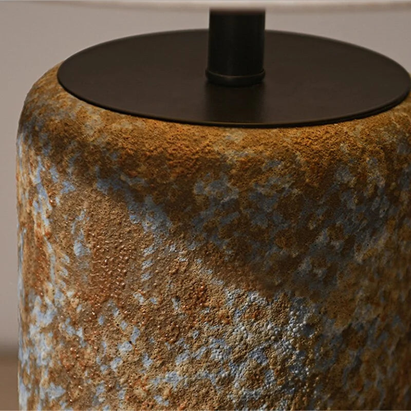 Large Ceramic Table Lamp 33in | Wabi-sabi Japandi Bedside & Living Room Light Textured Body Linen Shade Casalolalights