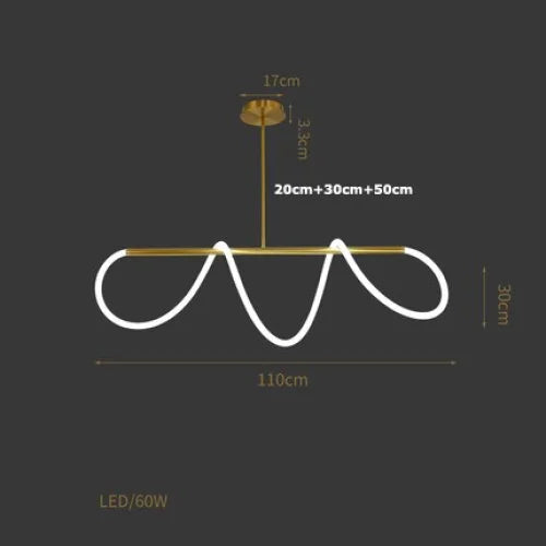 Luke Linear Ceiling Lamp | Silicone Flexible Led Pendant Light | Modern Dining Room