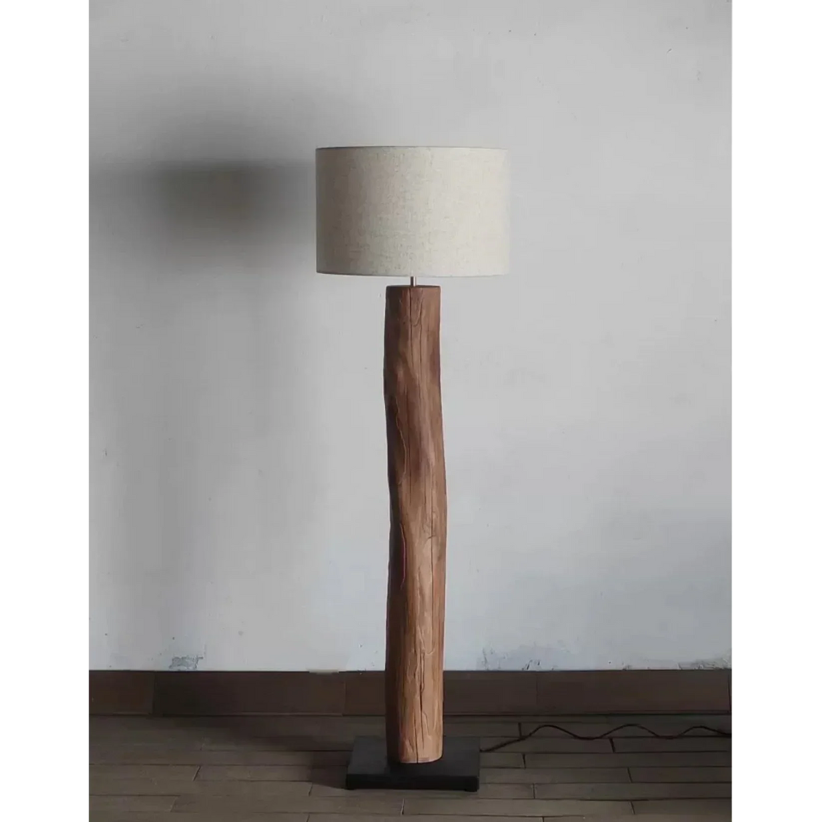 Solid Wood Floor Lamp Fabric Shade | 130 or 150cm Height Dimmable Option Rustic Japandi Warm 2700k Casalola Lights