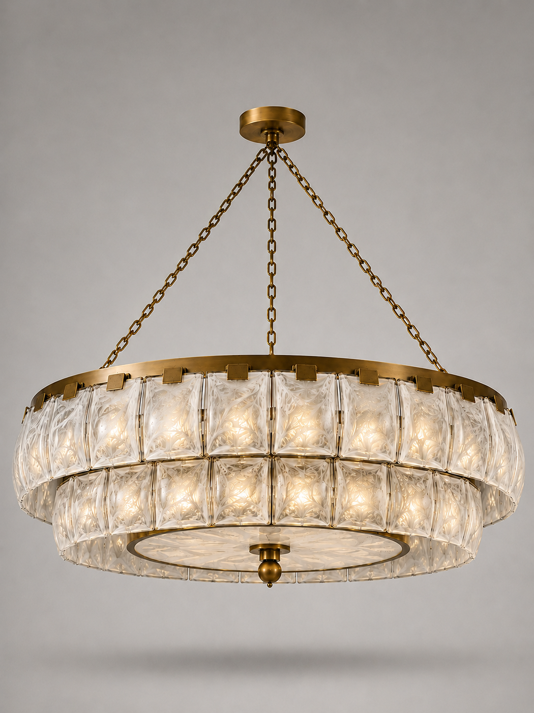 THE HALO CHANDELIER | SWIRLED WHITE GLASS s & ANTIQUE BRASS