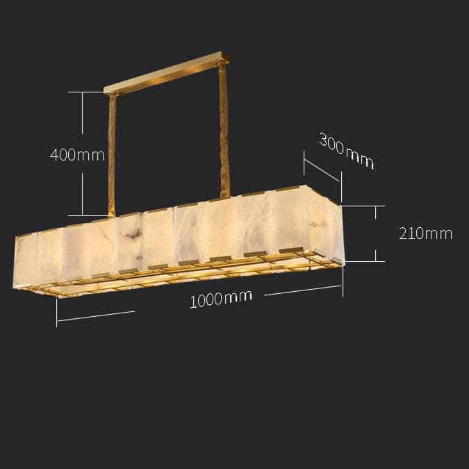 Grand Calcite Crystal Chandelier | Rectangular Brass Island Light - Chandeliers