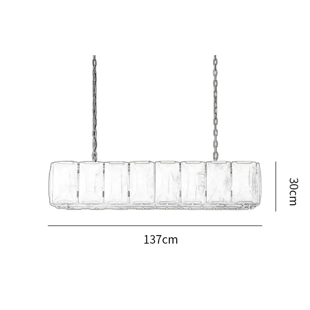 Grand Calcite Crystal Chandelier | Rectangular Brass Island Light - Chandeliers