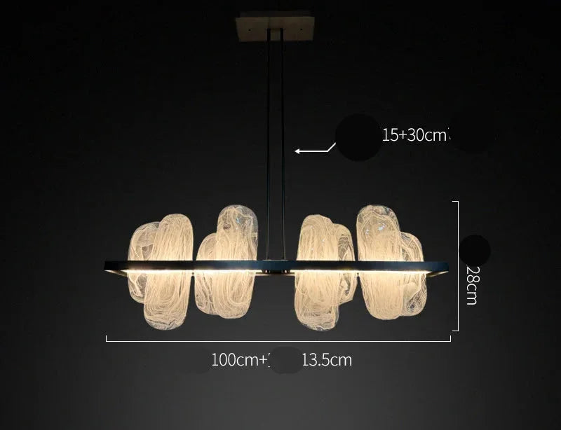 Glass Linear Chandelier | Modern Pendant Lighting for Kitchen Island or Dining Table Statement