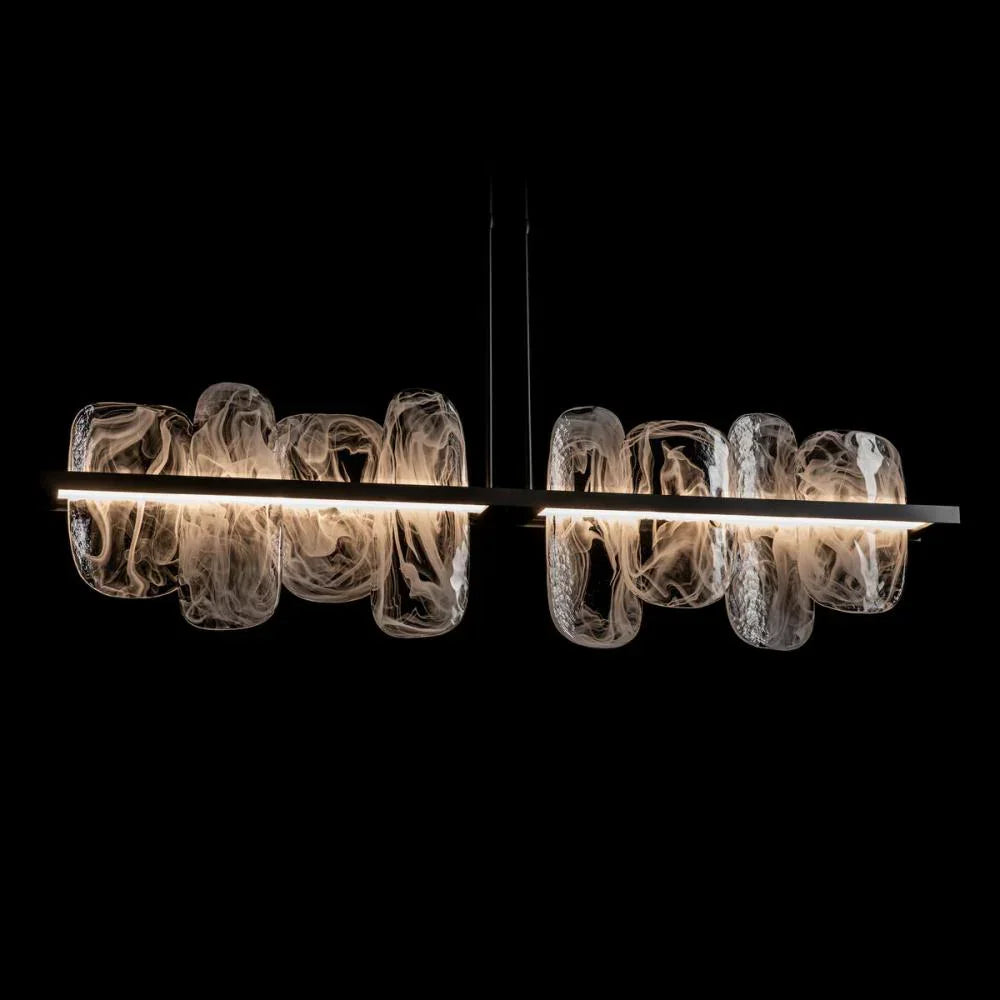 Linear glass chandelier full view