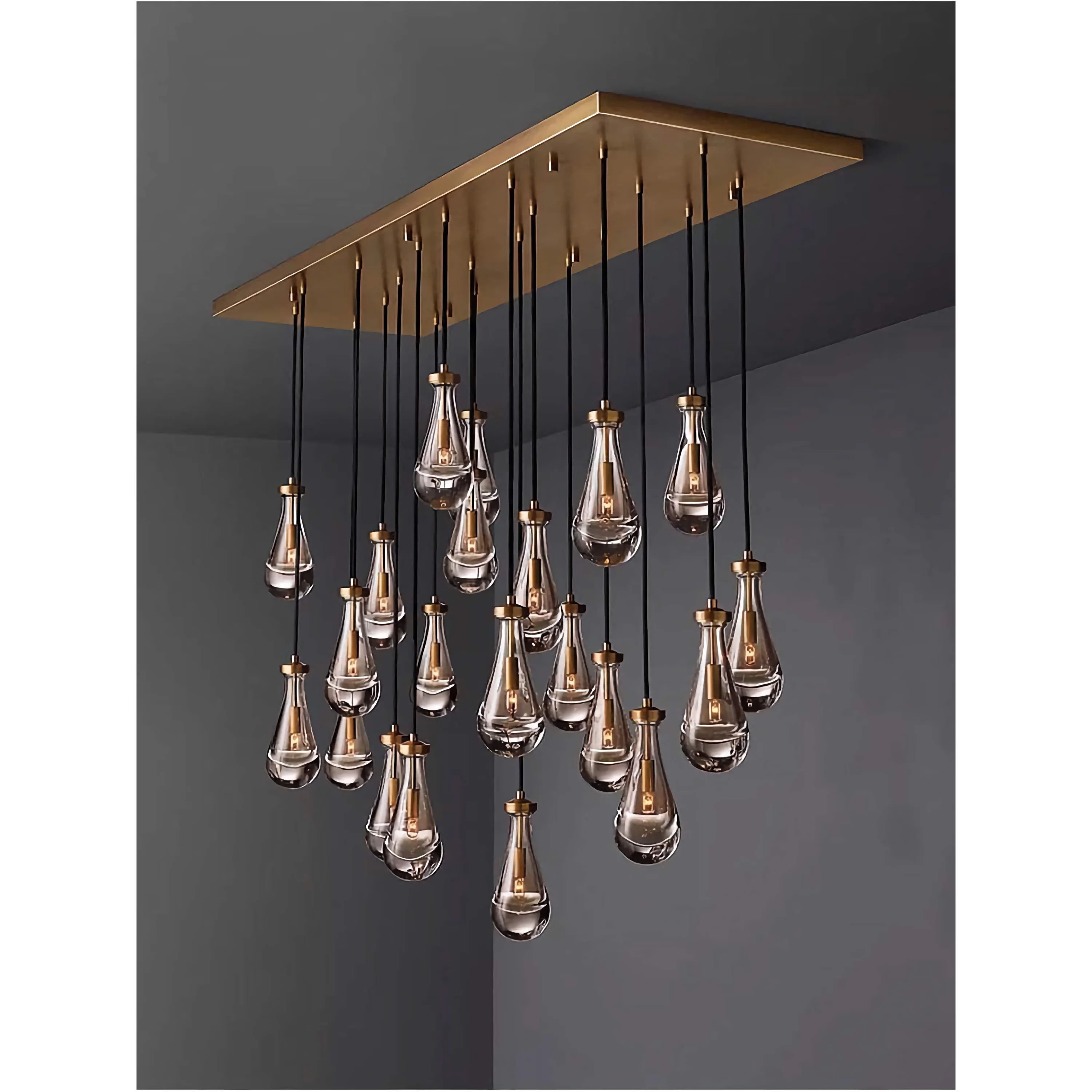 Luxury Raindrop Glass Chandelier | Linear Statement Lighting for Foyer