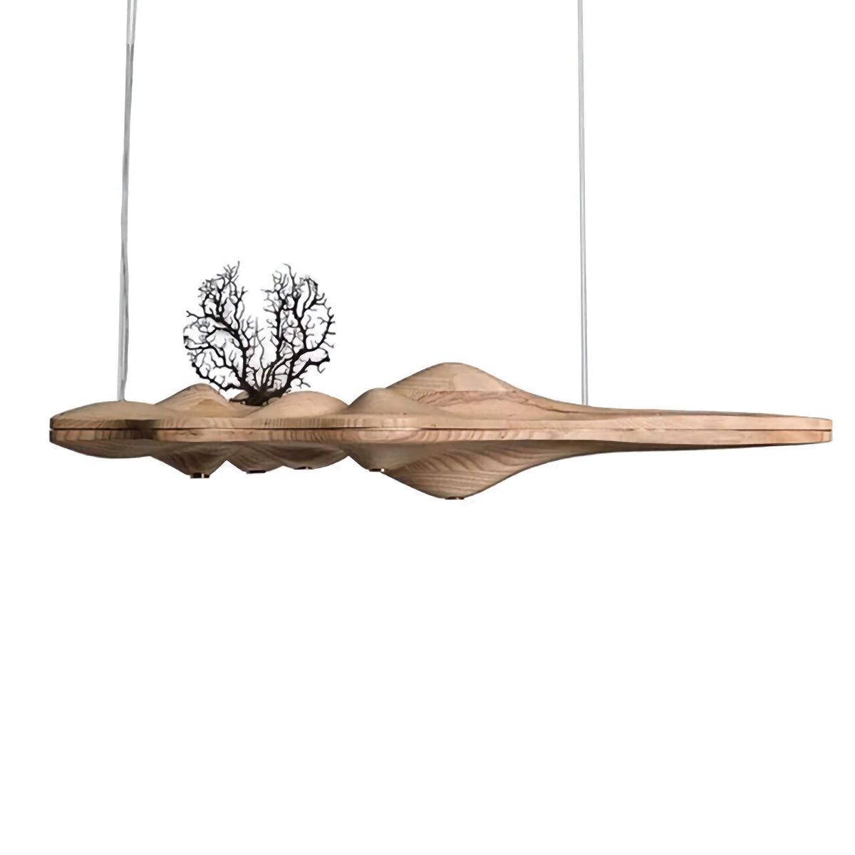 Wood Linear Chandelier Walnut or Ash | Two Lengths Over a Kitchen Island Dining Table Sloped Ceiling Casalola Lights