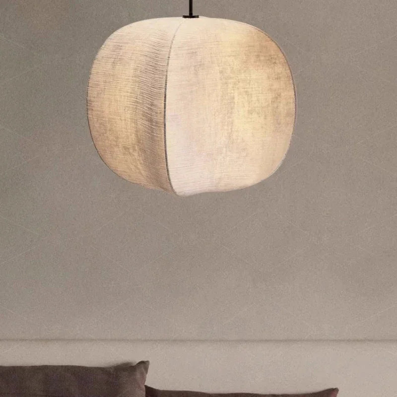 Linen Globe Pendant Lights for Living Room Bedroom Japandi Lamps