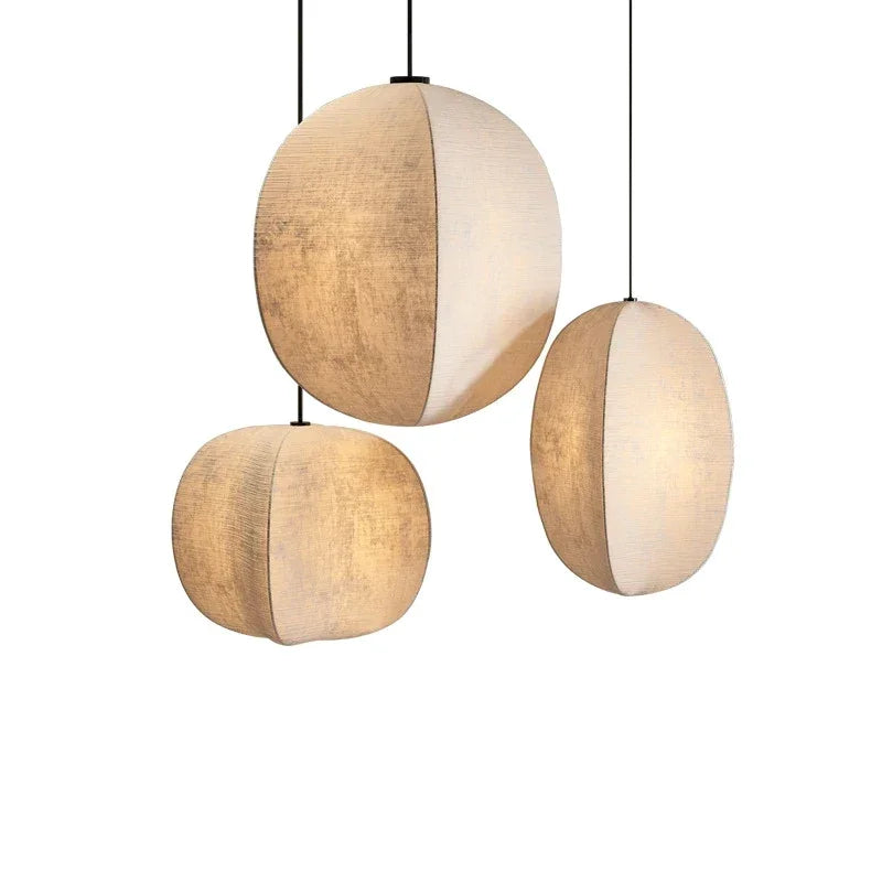 Linen Globe Pendant Lights for Living Room Bedroom Japandi Lamps
