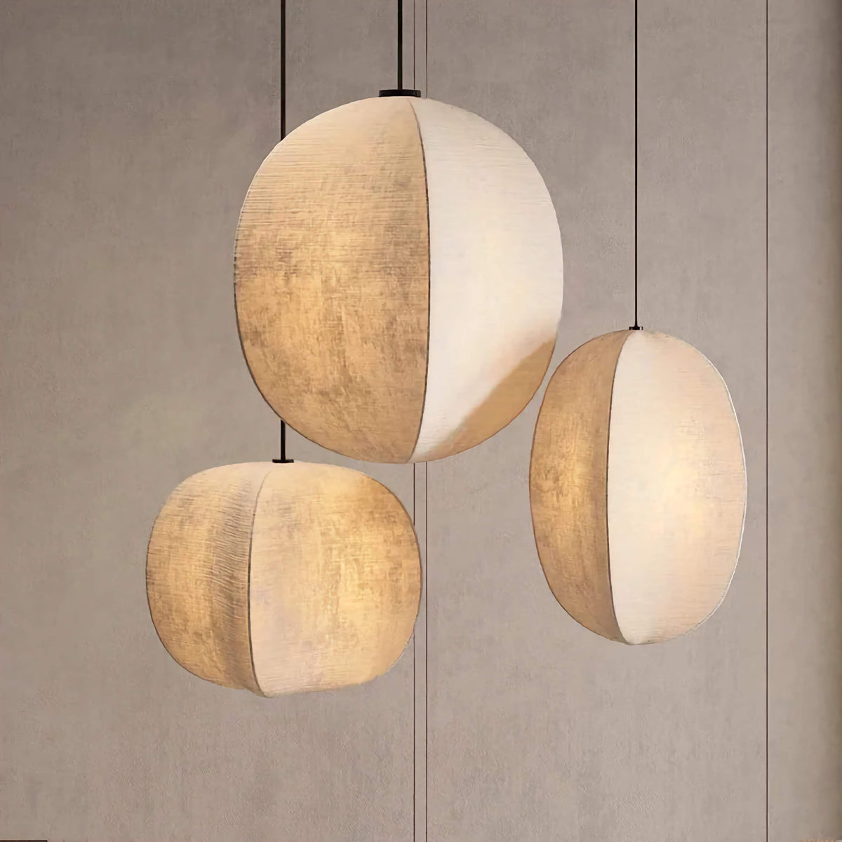 Linen Globe Pendant Light for Kitchen Island or Bedroom | Beige 24 to 32 Cm (9 13″) Bulb Included Casalola Lights