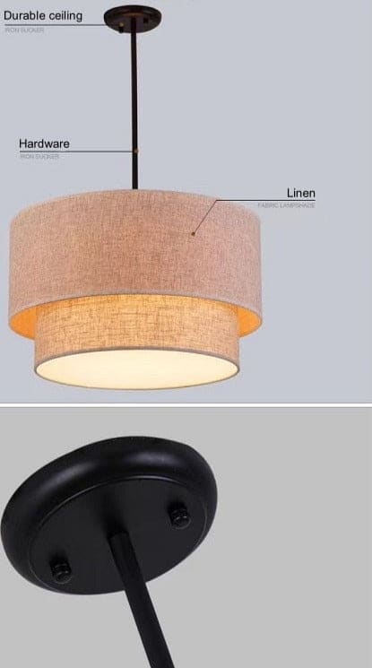 Pendant Lights Linen Black White Lampshade - Lamps