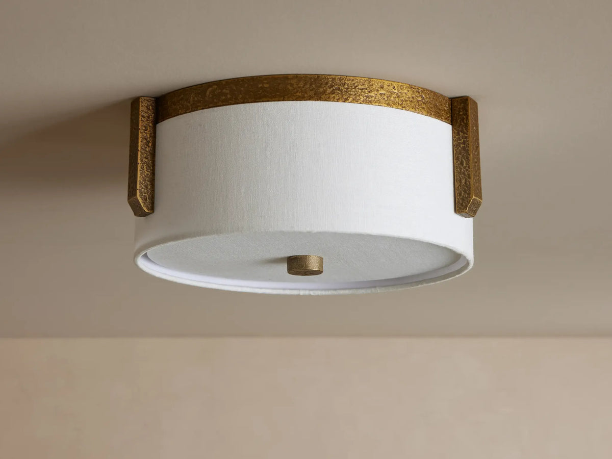 Linen Flush Mount Ceiling Light | Antique Brass | Lino Casalola Lights Luxury Lamps for Interior Designers