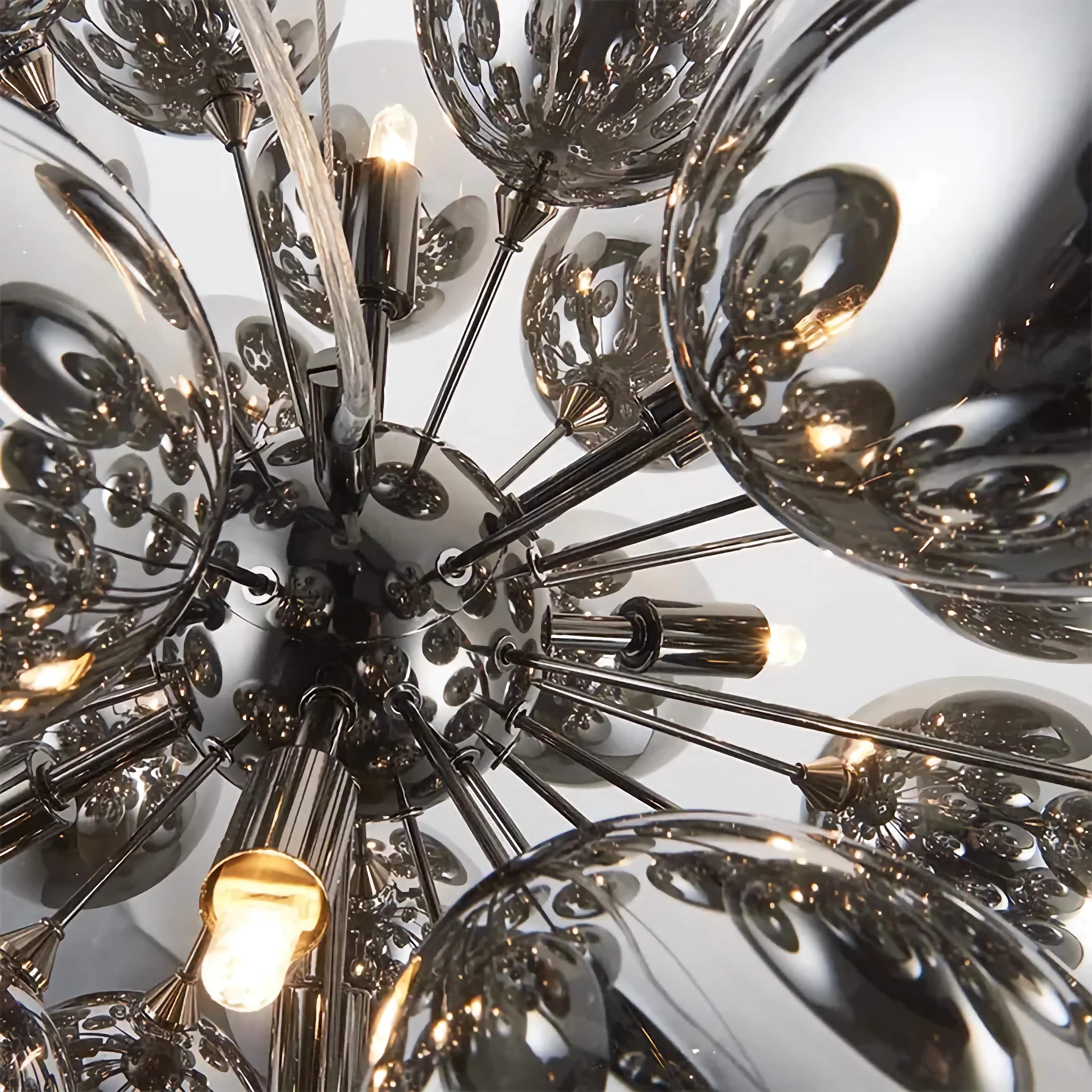 Black Art Deco Glass Globe Chandelier – Modern Chrome Bubble Pendant Light Casalolalights Luxury Lamps for Interior