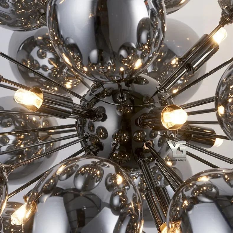 Black Art Deco Glass Globe Chandelier – Modern Chrome Bubble Pendant Light Casalolalights Luxury Lamps for Interior