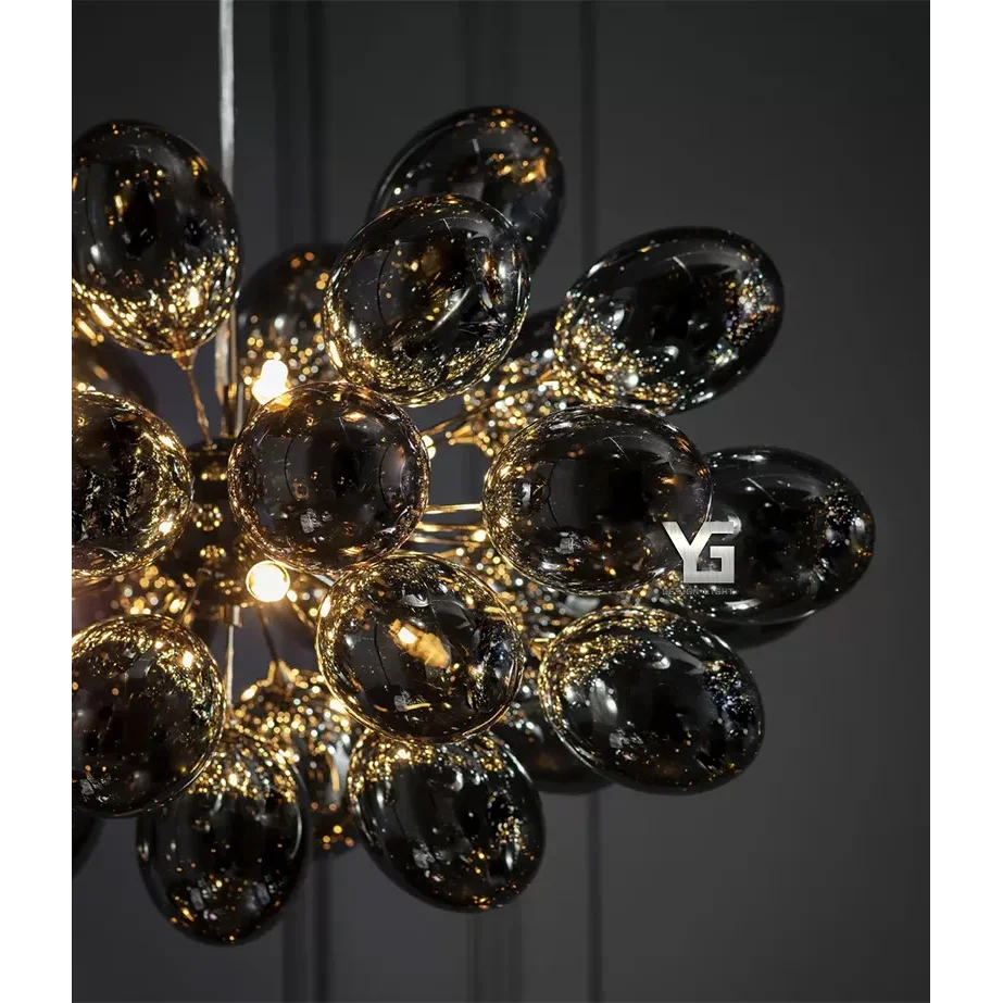 Black Art Deco Glass Globe Chandelier – Modern Chrome Bubble Pendant Light Casalolalights Luxury Lamps for Interior