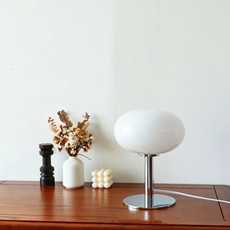 Modern Table Lamps| Glass Lampshade Stainless Steel Base