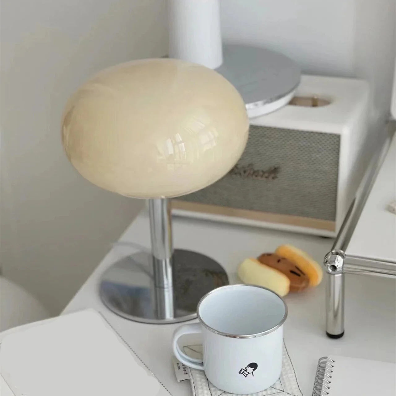 Modern Table Lamps| Glass Lampshade Stainless Steel Base