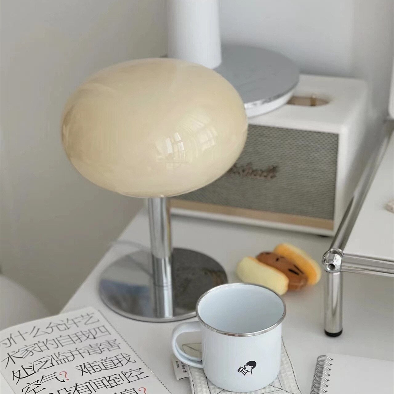 Modern Table Lamps| Glass Lampshade Stainless Steel Base - Lamps