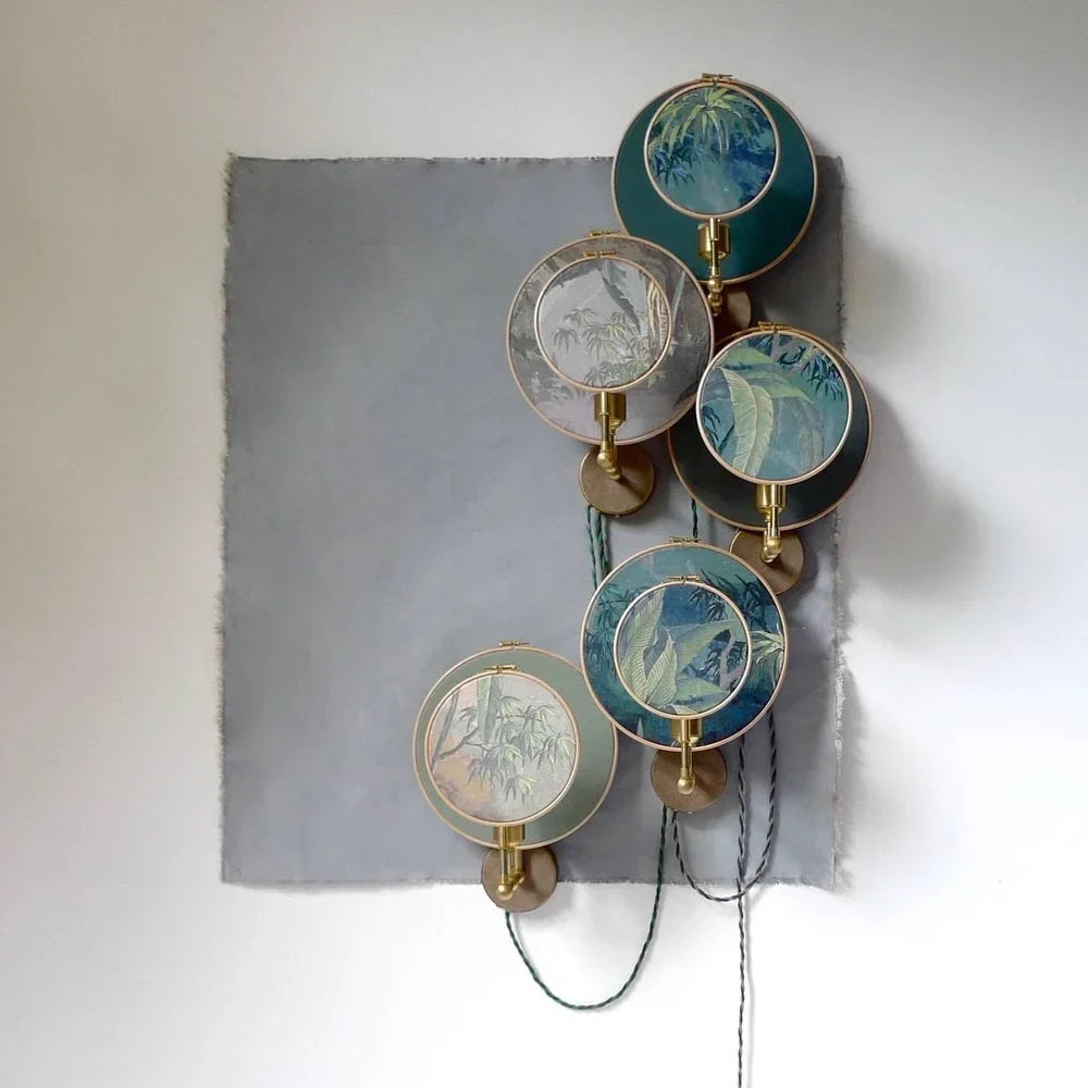 Solid Copper & Fabric Shade Wall Sconce | Bedside Reading Light 1 3 or 5 Part Composition Boho Casalola Lights Luxury