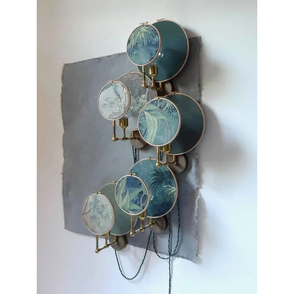 Solid Copper & Fabric Shade Wall Sconce | Bedside Reading Light 1 3 or 5 Part Composition Boho Casalola Lights Luxury