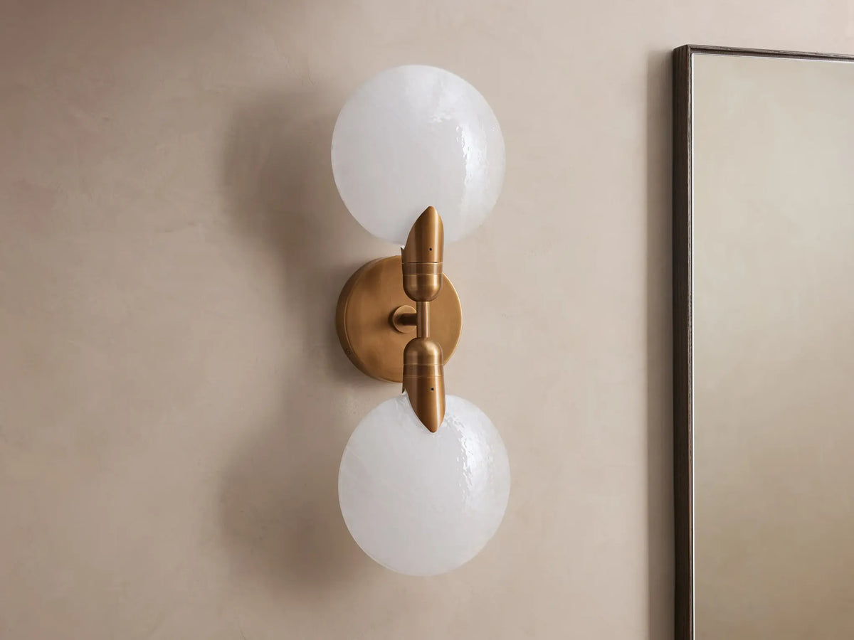 Brass & White Glass Double Wall Sconce | Luna Doppia Casalola Lights Luxury Lamps for Interior Designers