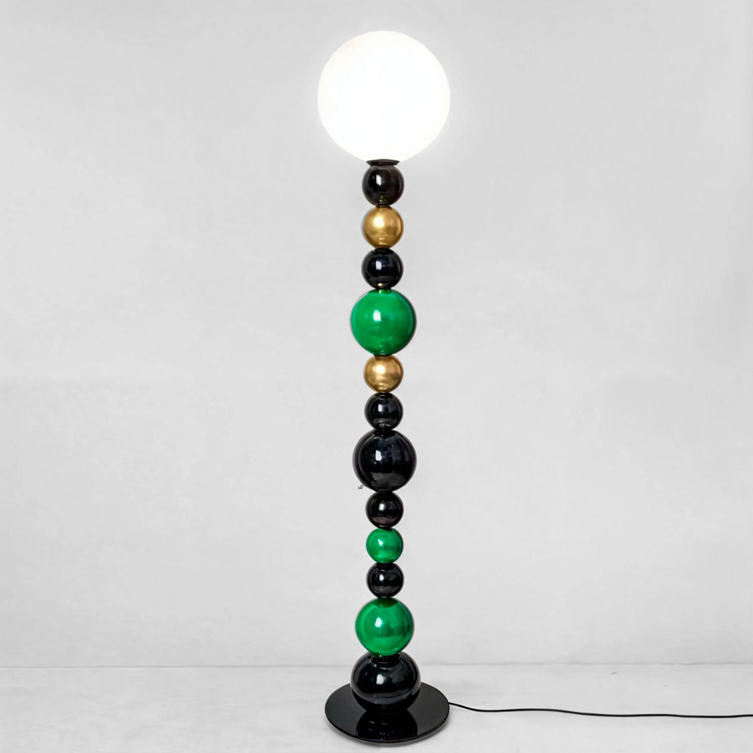 Colourful macaron sphere floor lamp in a living room