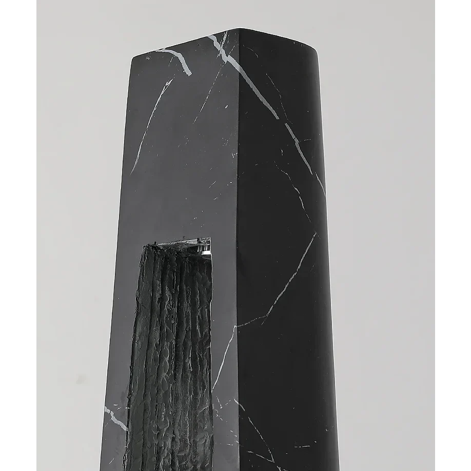 Black Marble-look Column Floor Lamp | Slim 32cm Profile 165cm Tall Integrated Led Minimalist Casalola Lights Luxury