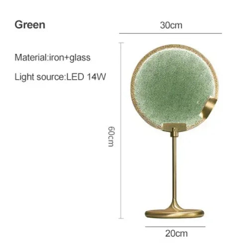 Mansiero Green Brass Glass Table Lamp for Bedroom Living Room