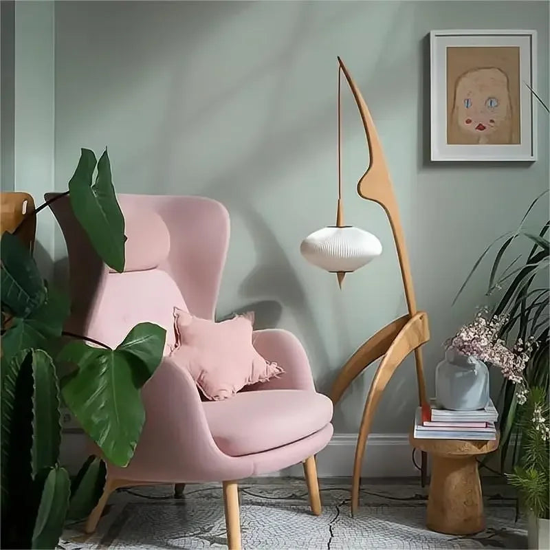 Bamboo & Wood Floor Lamp Downlight Shade | 165cm Tall E26/e27 Dimmable Option Reading Chair Casalola Lights Luxury