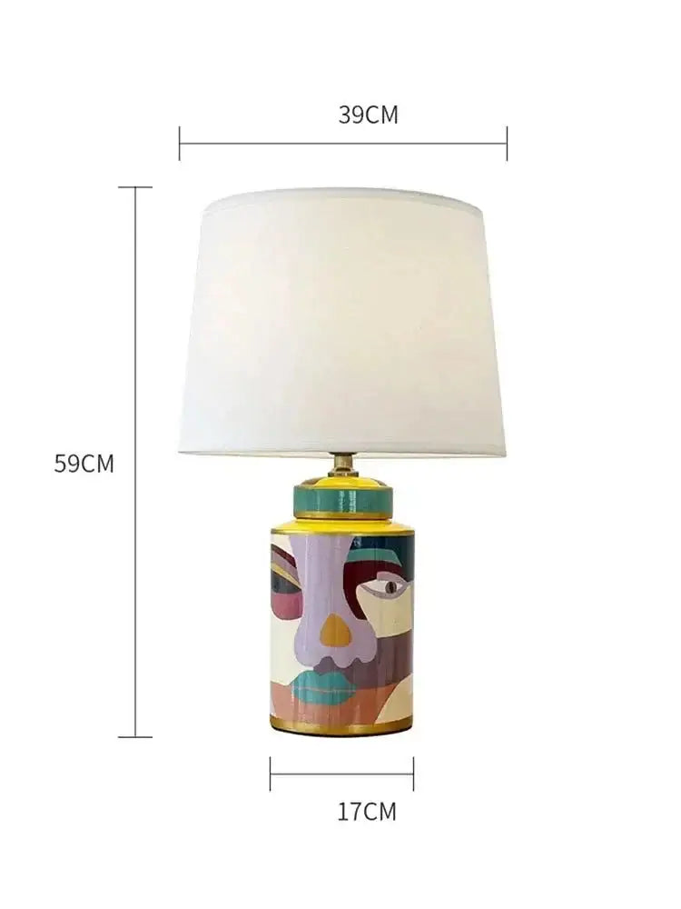 Abstract Art Table Lamp – Hand-painted Ceramic Base Bold Accent Lighting for Living Rooms & Bedrooms - Lamps
