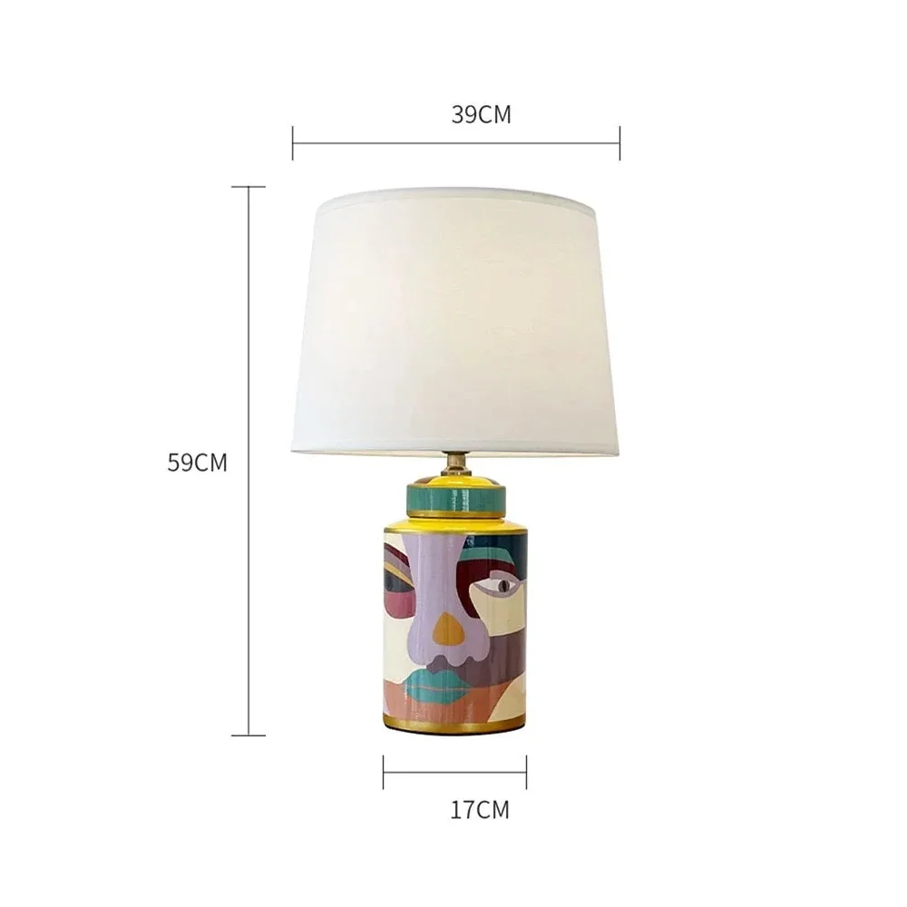 Abstract Art Table Lamp – Hand Painted Ceramic Base Bold Accent Lighting for Living Rooms & Bedrooms