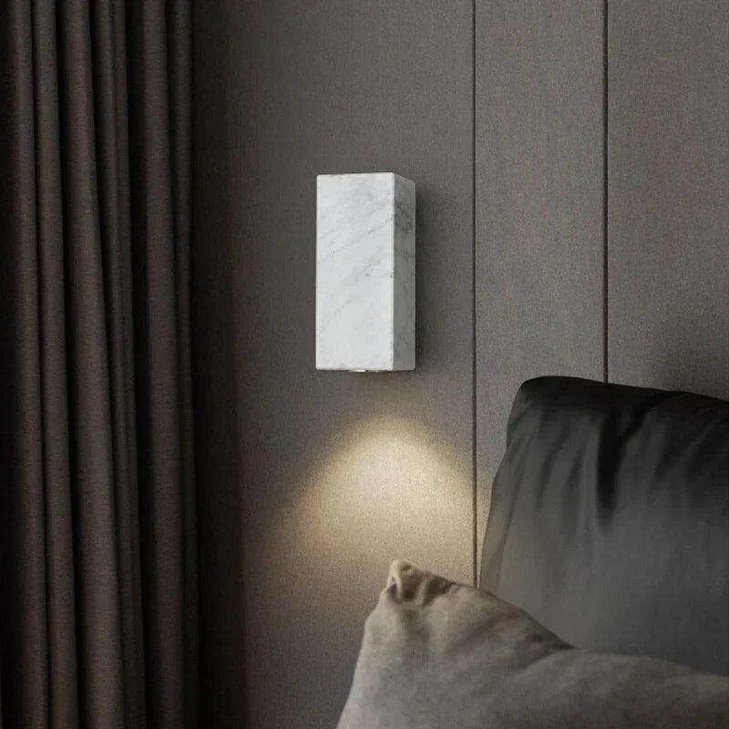 Small Genuine Marble Block Wall Sconce | Low Profile Bedside Reading Light 6 Colors/shapes 2700k Casalola Lights Luxury