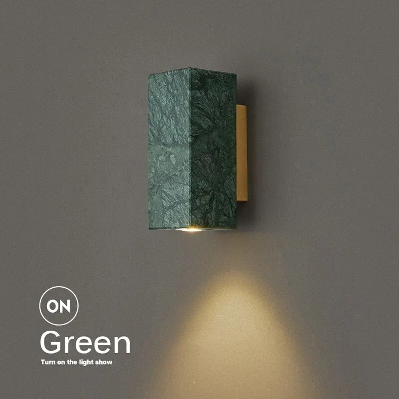 Small Genuine Marble Block Wall Sconce | Low Profile Bedside Reading Light 6 Colors/shapes 2700k Casalola Lights Luxury