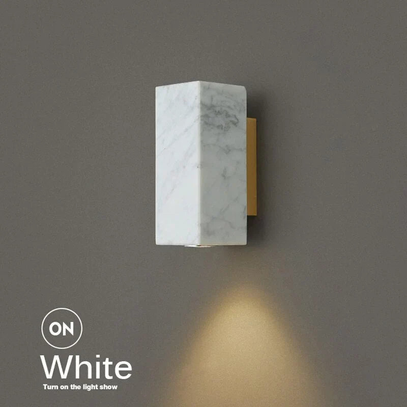 Small Genuine Marble Block Wall Sconce | Low Profile Bedside Reading Light 6 Colors/shapes 2700k Casalola Lights Luxury