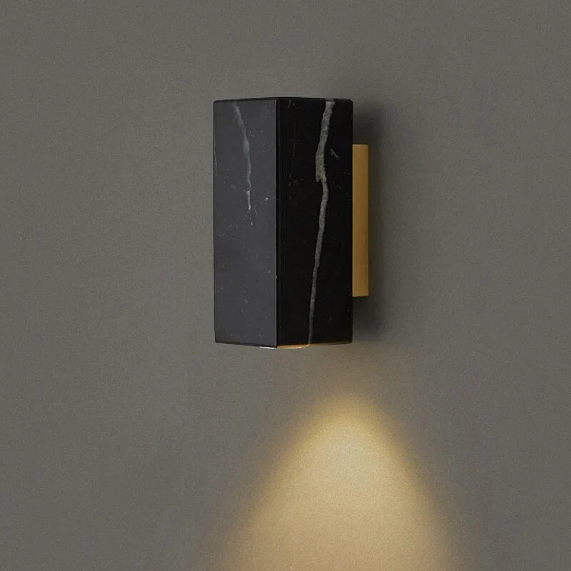 Small Genuine Marble Block Wall Sconce | Low Profile Bedside Reading Light 6 Colors/shapes 2700k Casalola Lights Luxury