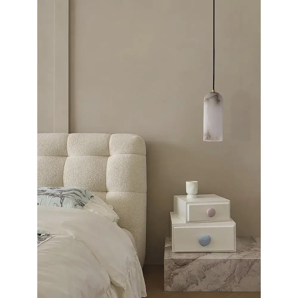 Marble Column Pendant Light | Minimal Brass Fixture for Kitchen Island - Lamps