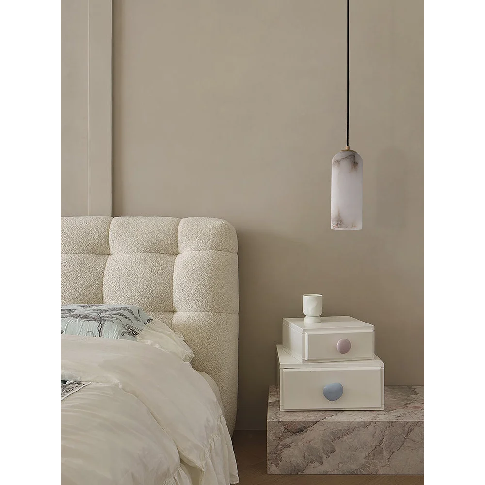 Marble Column Pendant Light | Minimal Brass Fixture for Kitchen Island