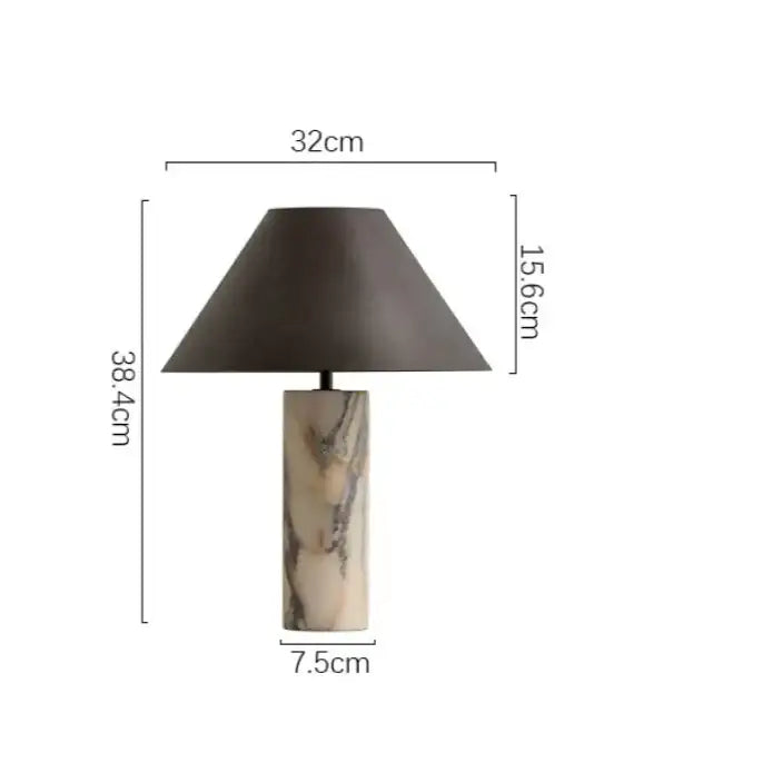 Marble Column Table Lamp | Black Shade Sculptural Lighting - Lamps