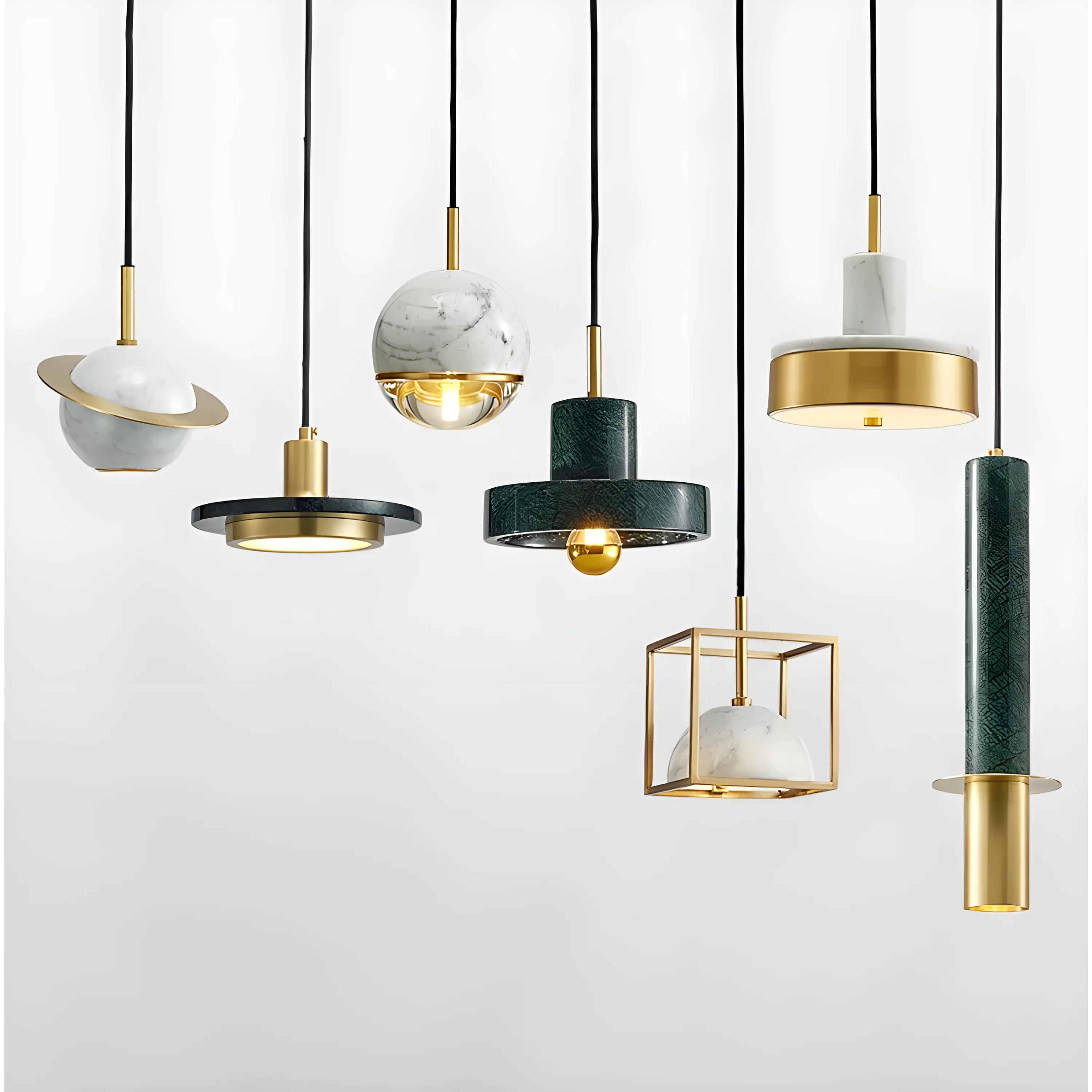 Marble Copper Cord Pendant Lights for Bedside Kitchen Dining Room