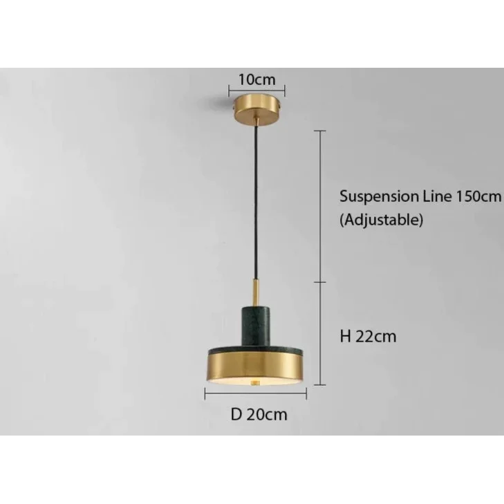 Marble Copper Cord Pendant Lights for Bedside Kitchen Dining Room