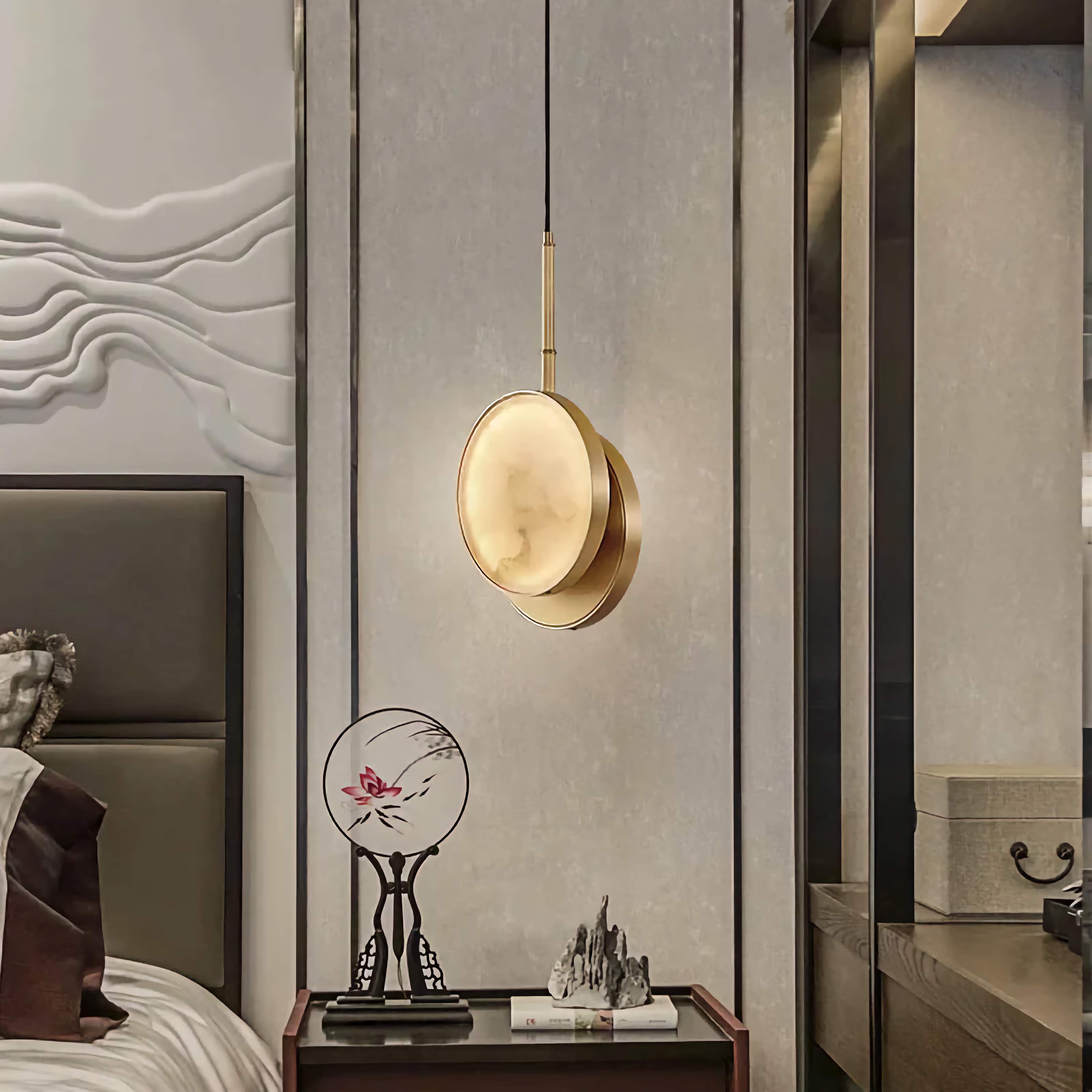 Luxury Marble & Copper Pendant Lamp for Restaurants Living Room Bedside Kitchen Island Dining