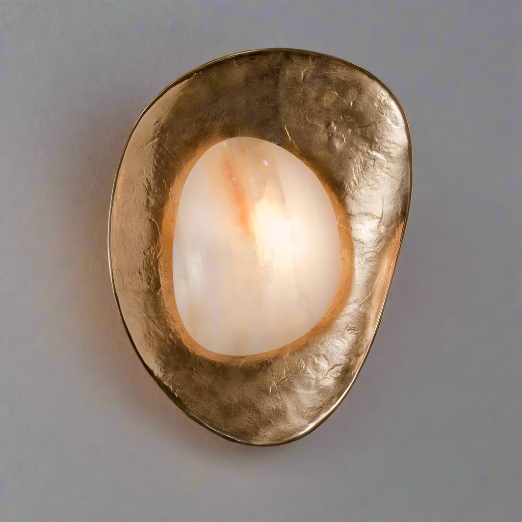 Handcrafted Copper & Marble Wall Sconce – Luxury Artistic Light for High End Interiors